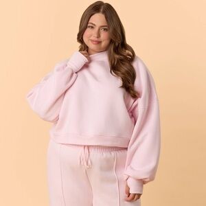 Blogilates Women's Marshmallow Mockneck Sweatshirt Light Pink 1X